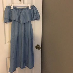 Off the shoulder chambray dress